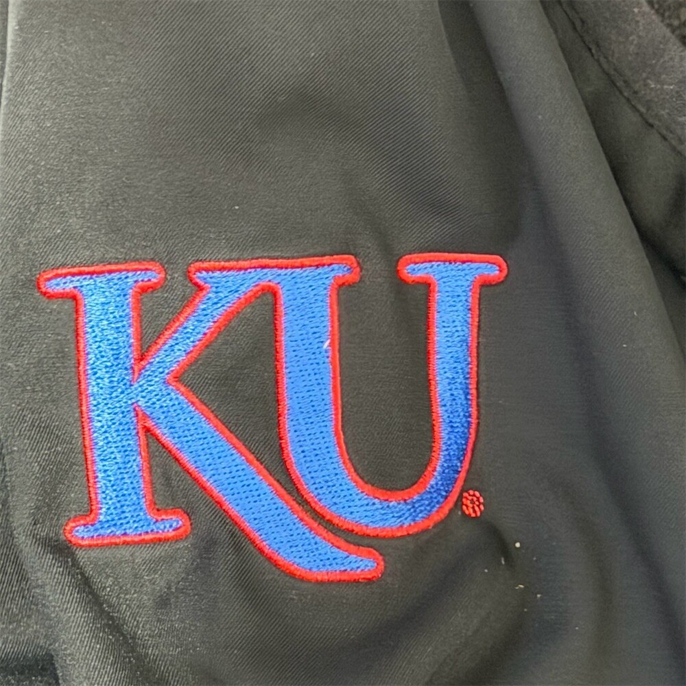 Columbia Kansas Jayhawks KU Mens L Black Windbreaker Jacket Fleece Lined Zip Ful - Picture 8 of 10